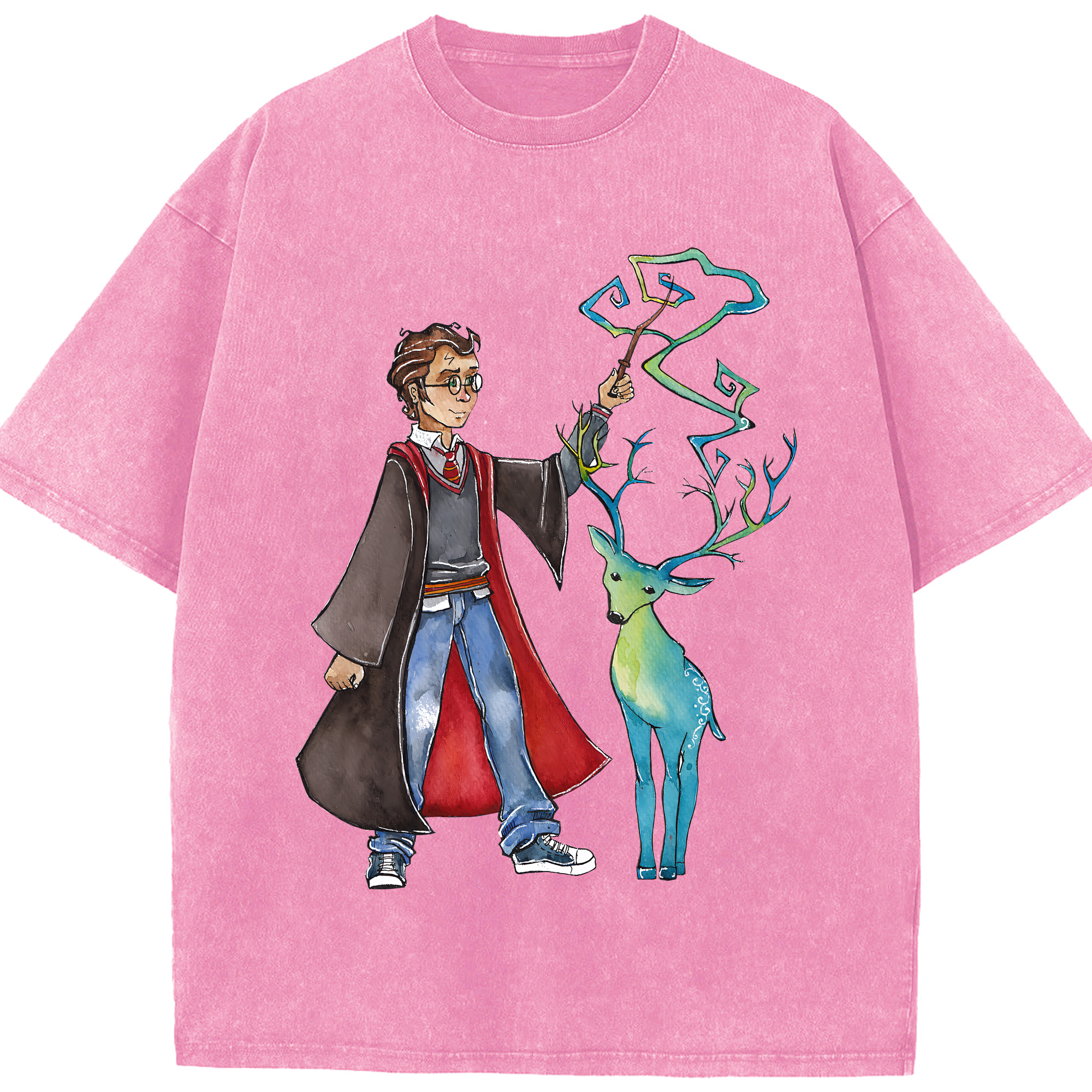 （画像用） Harry Potter ハリー・ポッターシリーズ 綿100% ヴィンテージ風 半袖Tシャツ（フロントプリント）